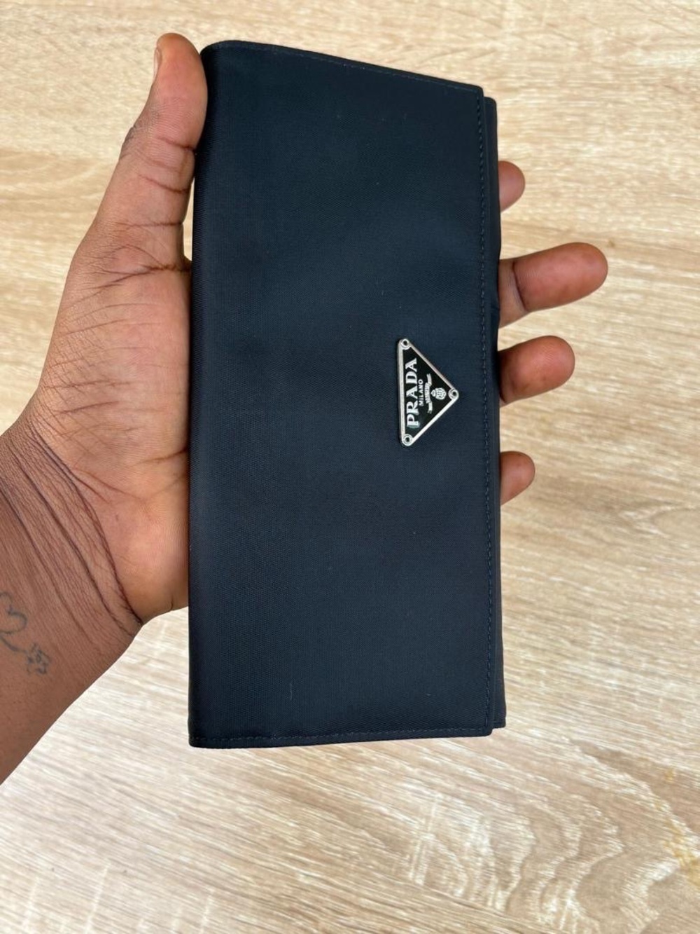 Prada Black Nylon Long Wallet with Silver Triangle Logo - Picture 7 of 8